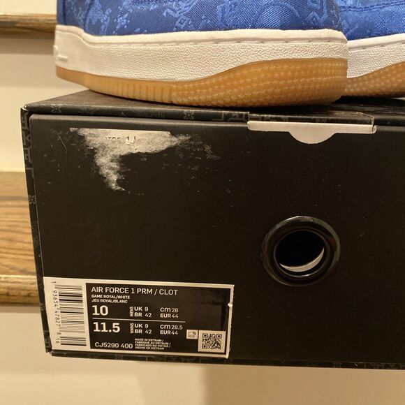 Nike Air Force 1 Premium x CLOT Royal Silk 2019 Size 10 Edison Chen Blue - Picture 10 of 10